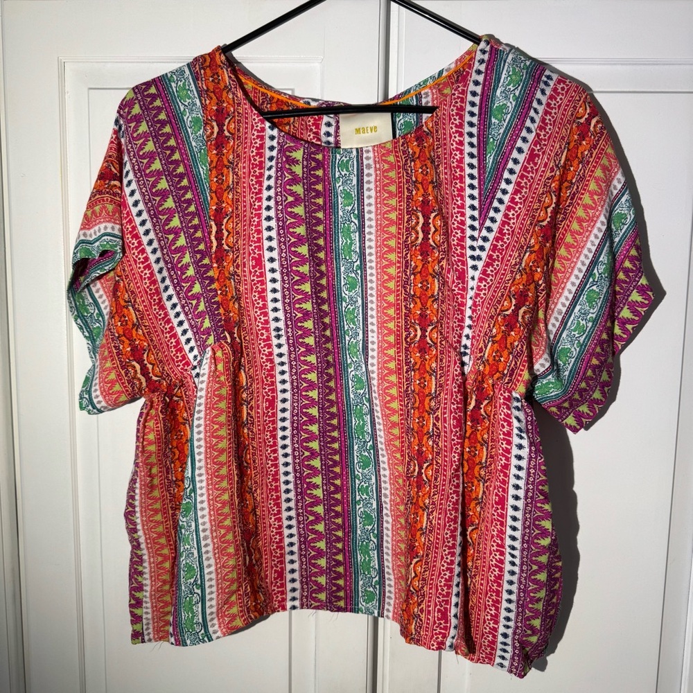 Anthropologie Maeve Milla Maeve Printed Top M Retail $88 - Picture 1 of 9